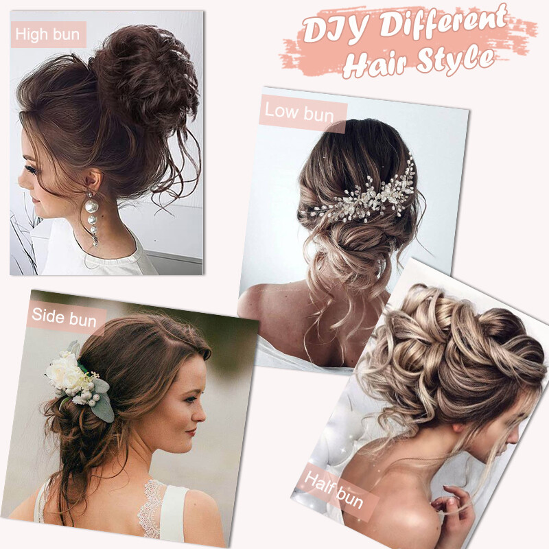Natural Curly Messy Bun Hair Piece Scrunchie Updo Claw Clip in Hair Extensions U