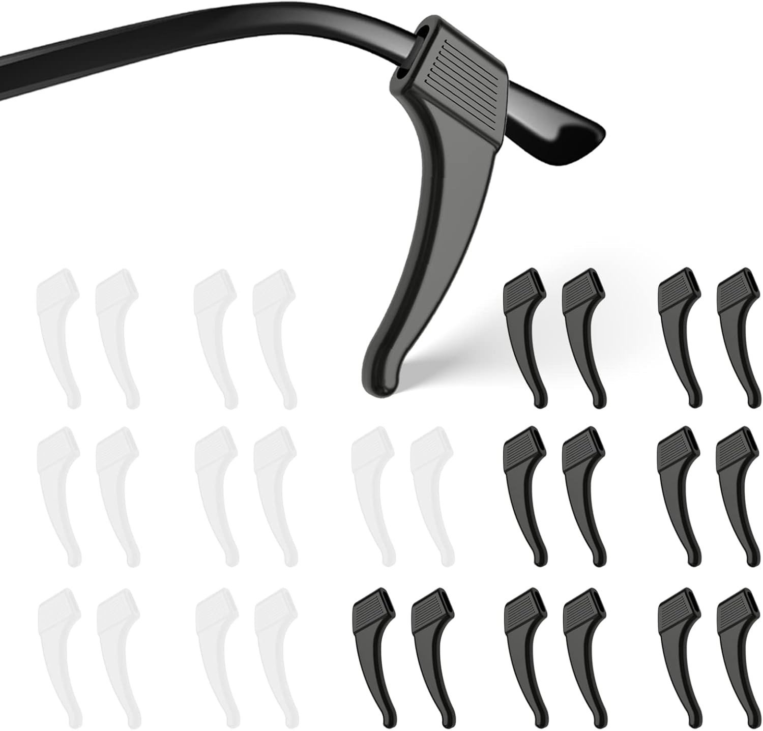 20 Pairs Anti-Slip Eyeglass Ear Grips Hook, Comfortable Silicone Elastic Eyeglas