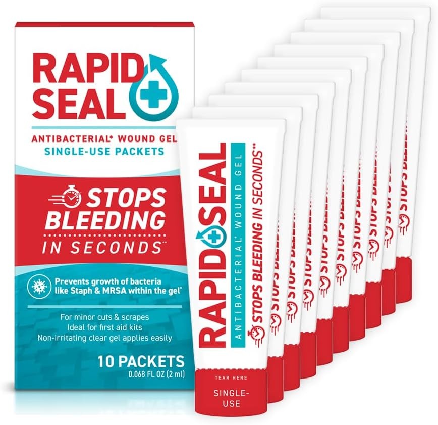 Rapid-Seal Wound Gel Single Use Packets 10ct | Stops Bleeding in 10 Count