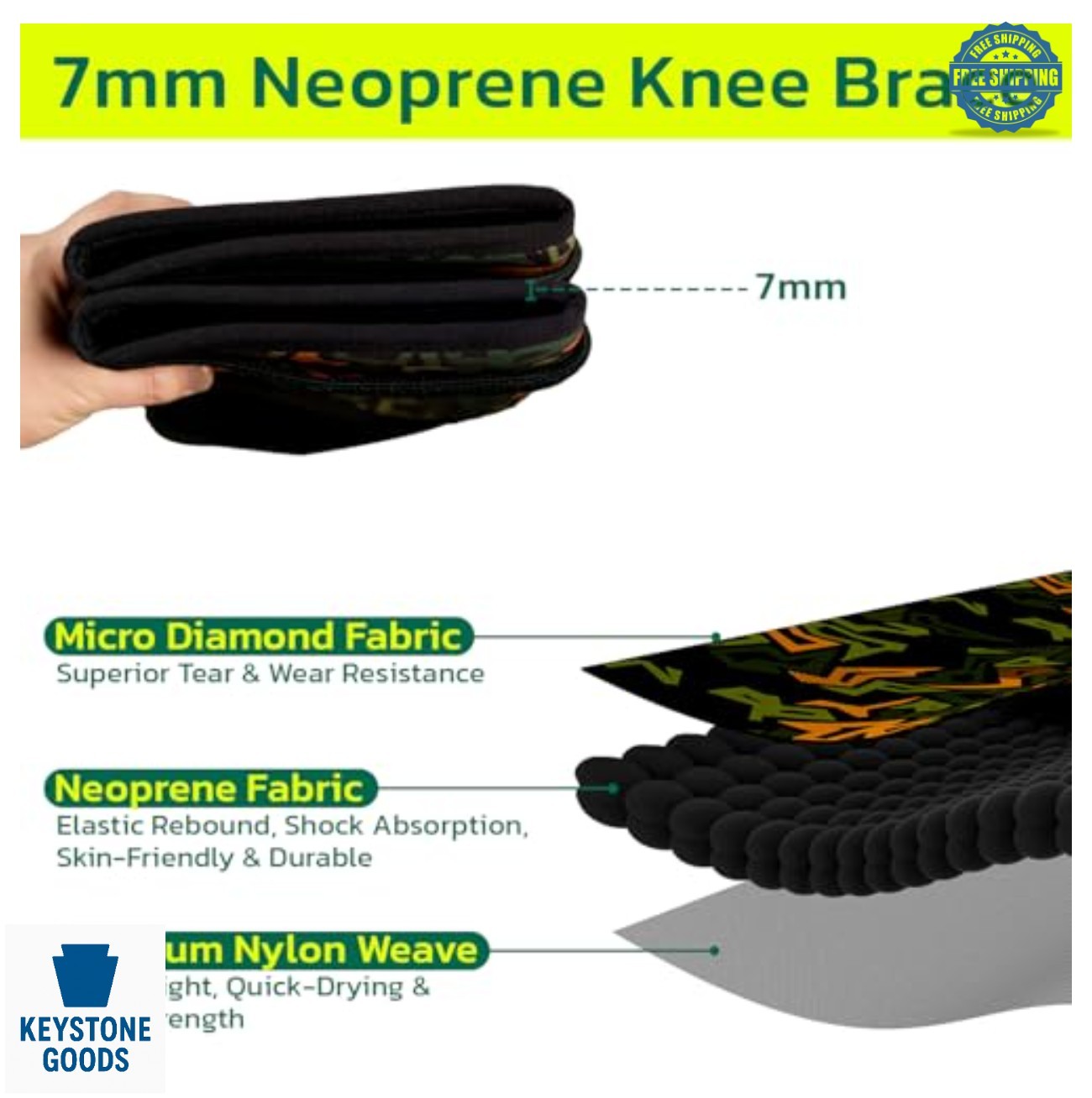 Knee Compression Sleeve 7mm Neoprene Knee Brace Support for Men Women 2XL