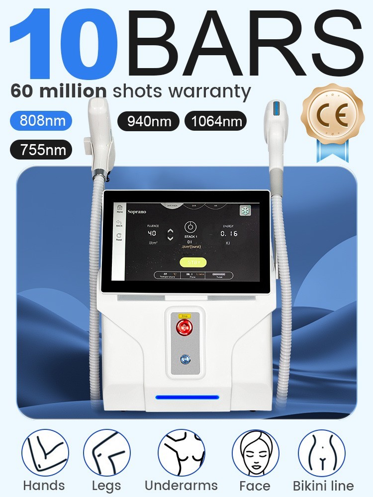 2 In 1 808nm Diode Laser Hair Removal & Pico Laser Tattoo removal Machine 10bar