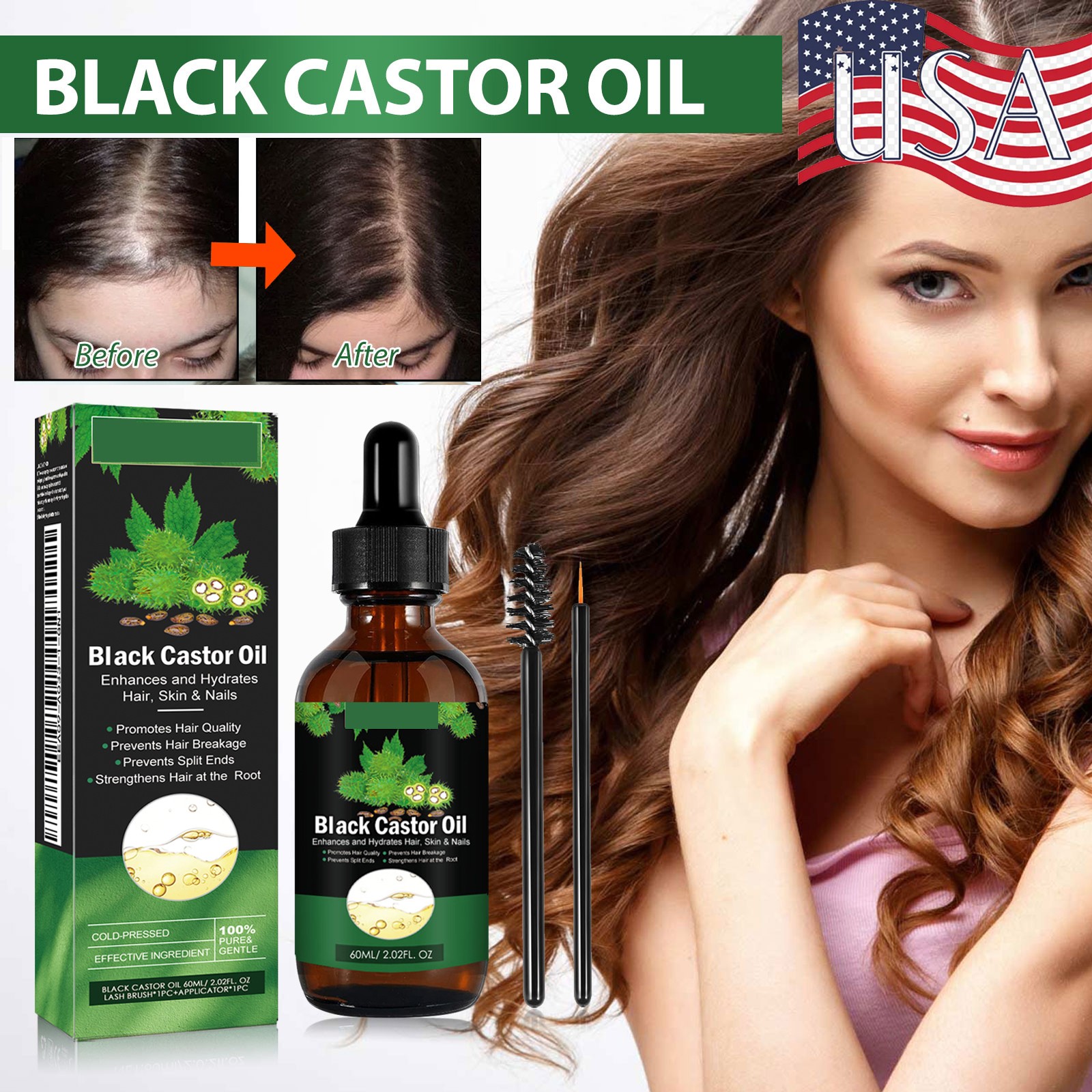 Castor Oil Dense Hair Liquid Hair Scalp Massage Nutritional Care Solution Nature