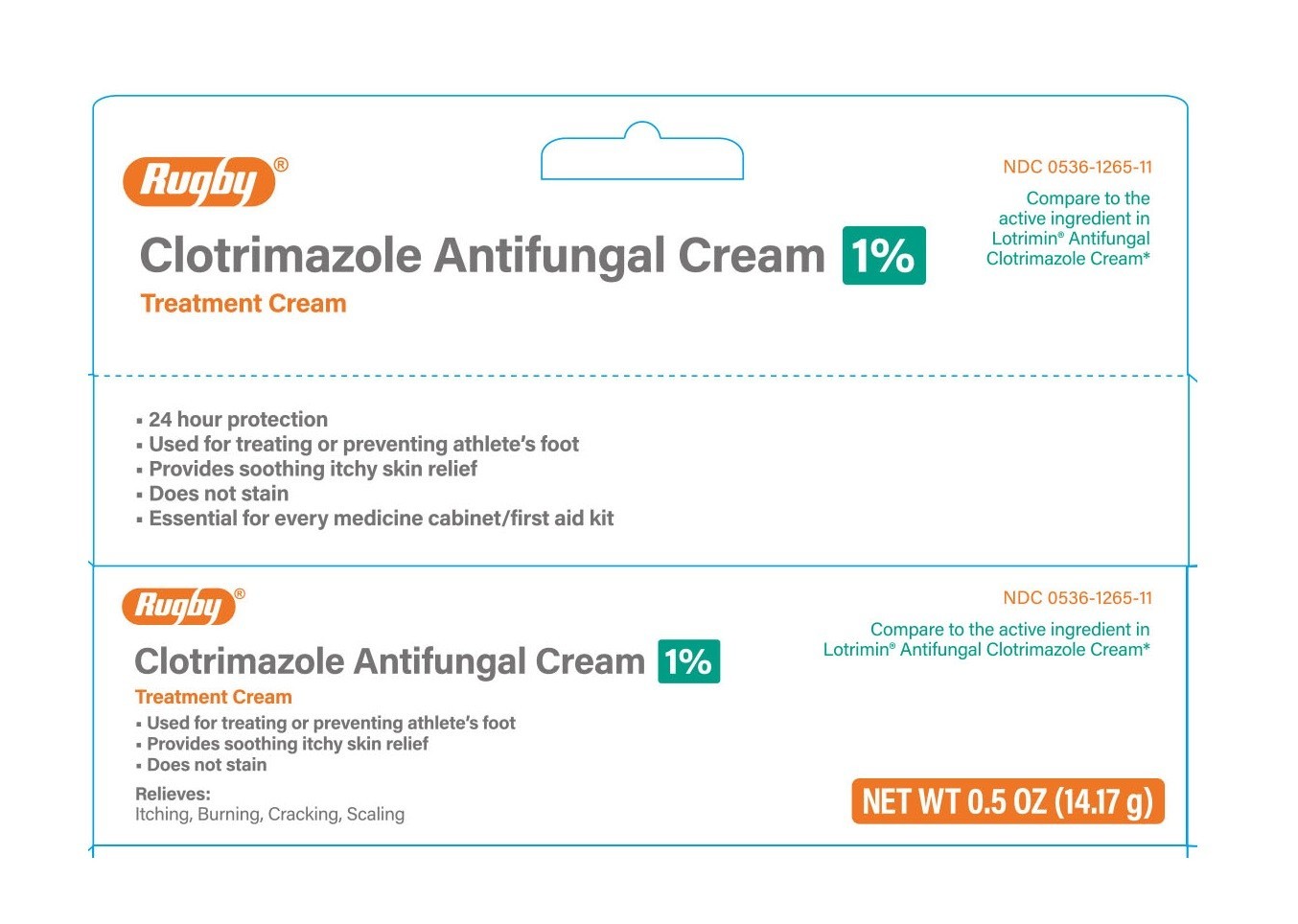 Rugby Antifungal Cream, 1%, for Itching, Burning Cracking Skin, 14.17 gram Tube