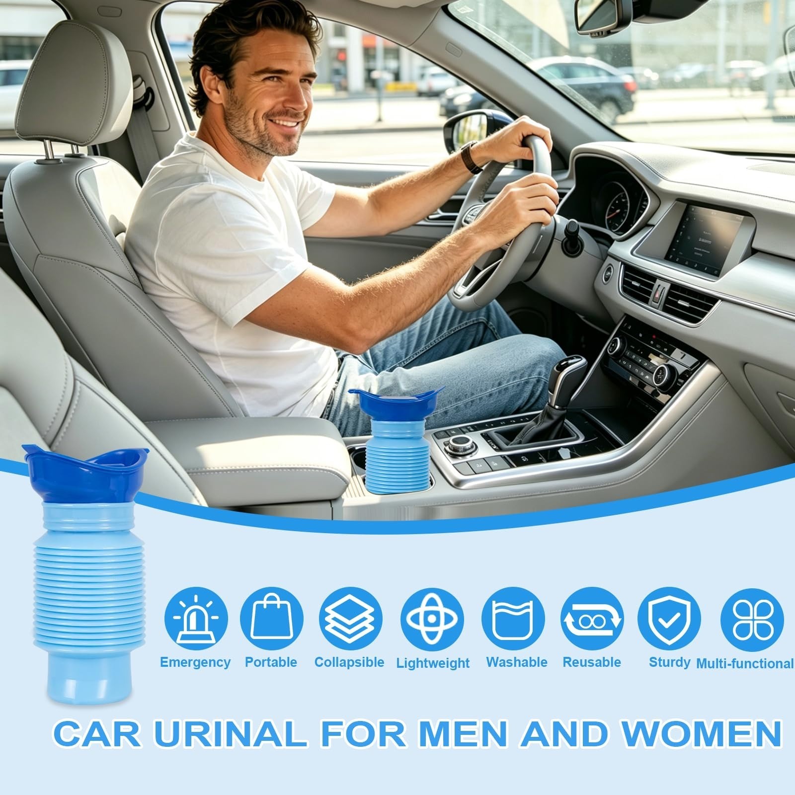 Portable Urinal for Men, 750ml Leak-Proof Travel Urinal