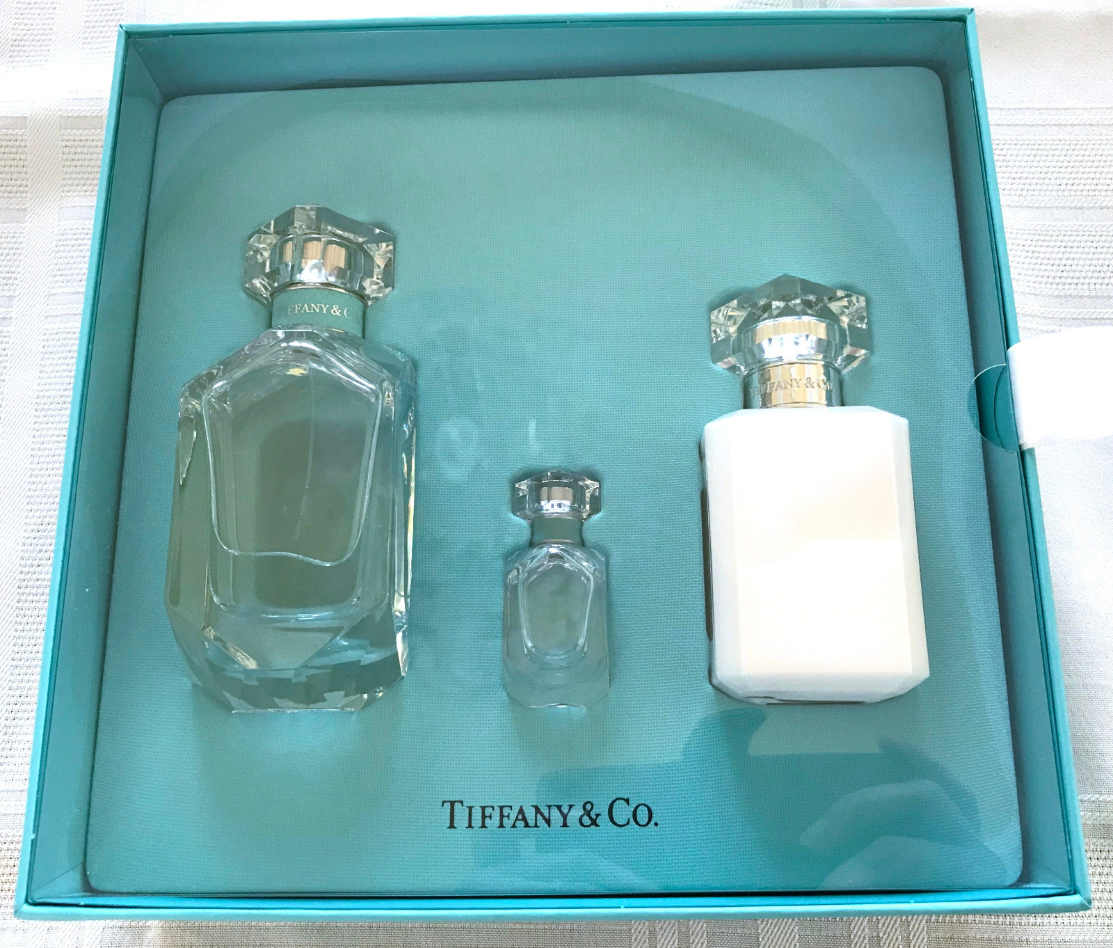 TIFFANY & CO 3PC GIFT SET – 2.5 OZ EAU DE PARFUM + 3.4 OZ LOTION + TRAVEL SPRAY