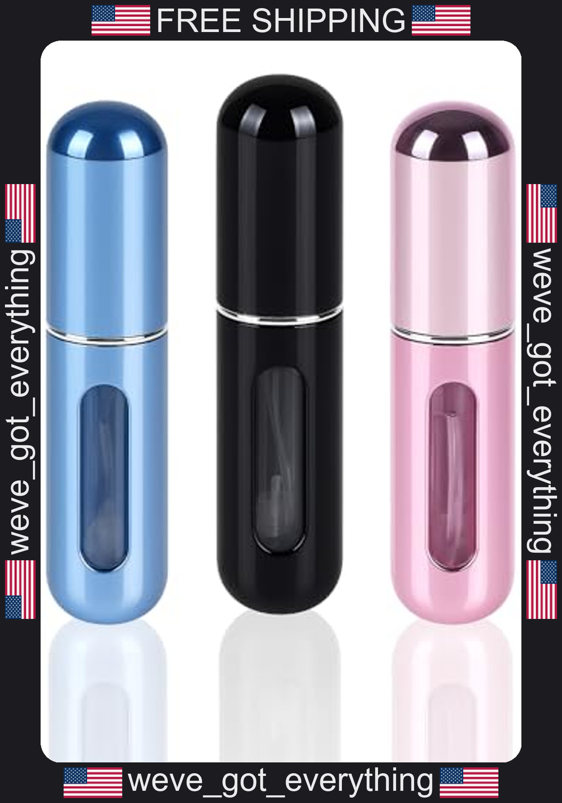3 Pack Refillable Perfume Atomizers for Travel and On-the-Go