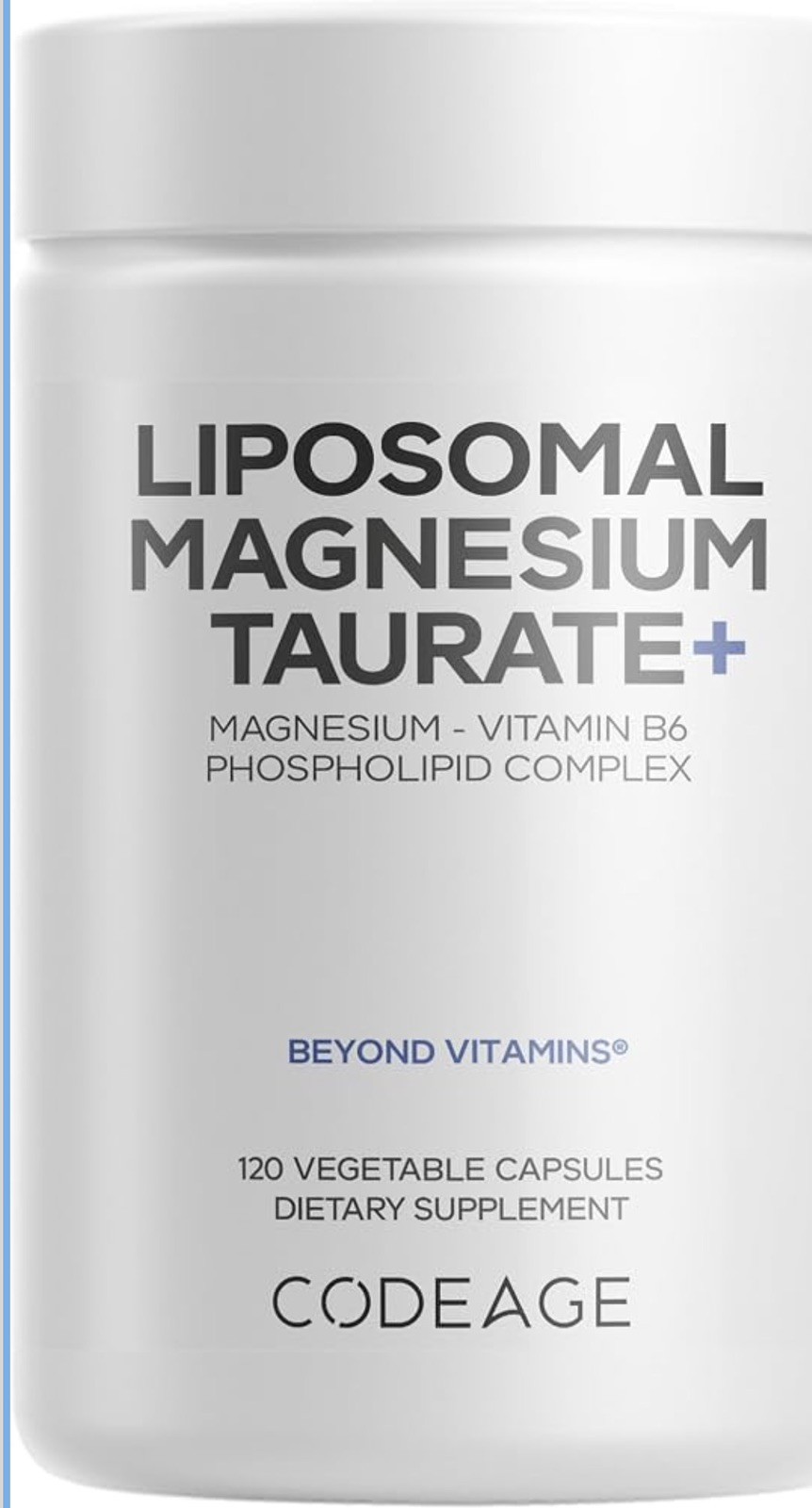 EXP:07/28/2027 CODEAGE Liposomal Magnesium Taurate+, 120 Capsules ,