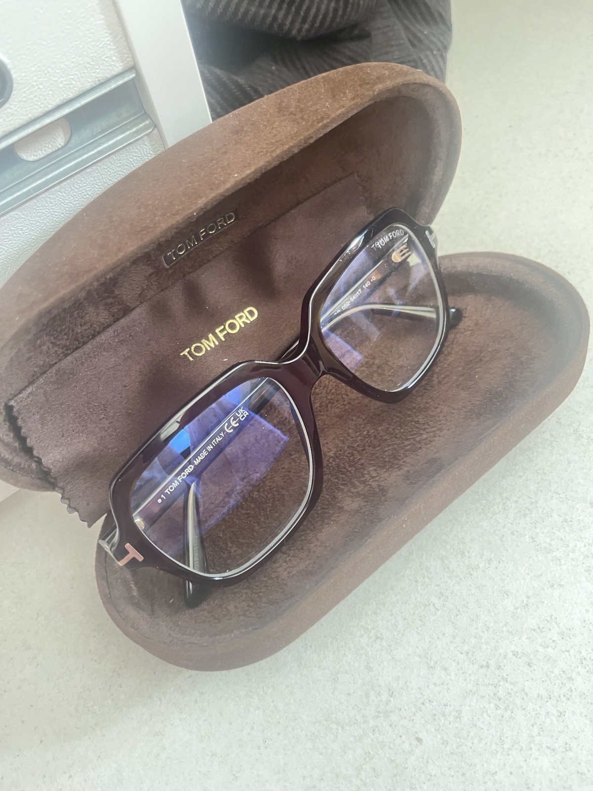 Tom Ford FT 5770 Geometric Full Rim Tortoise Shell Brown 55-16-140 glasses