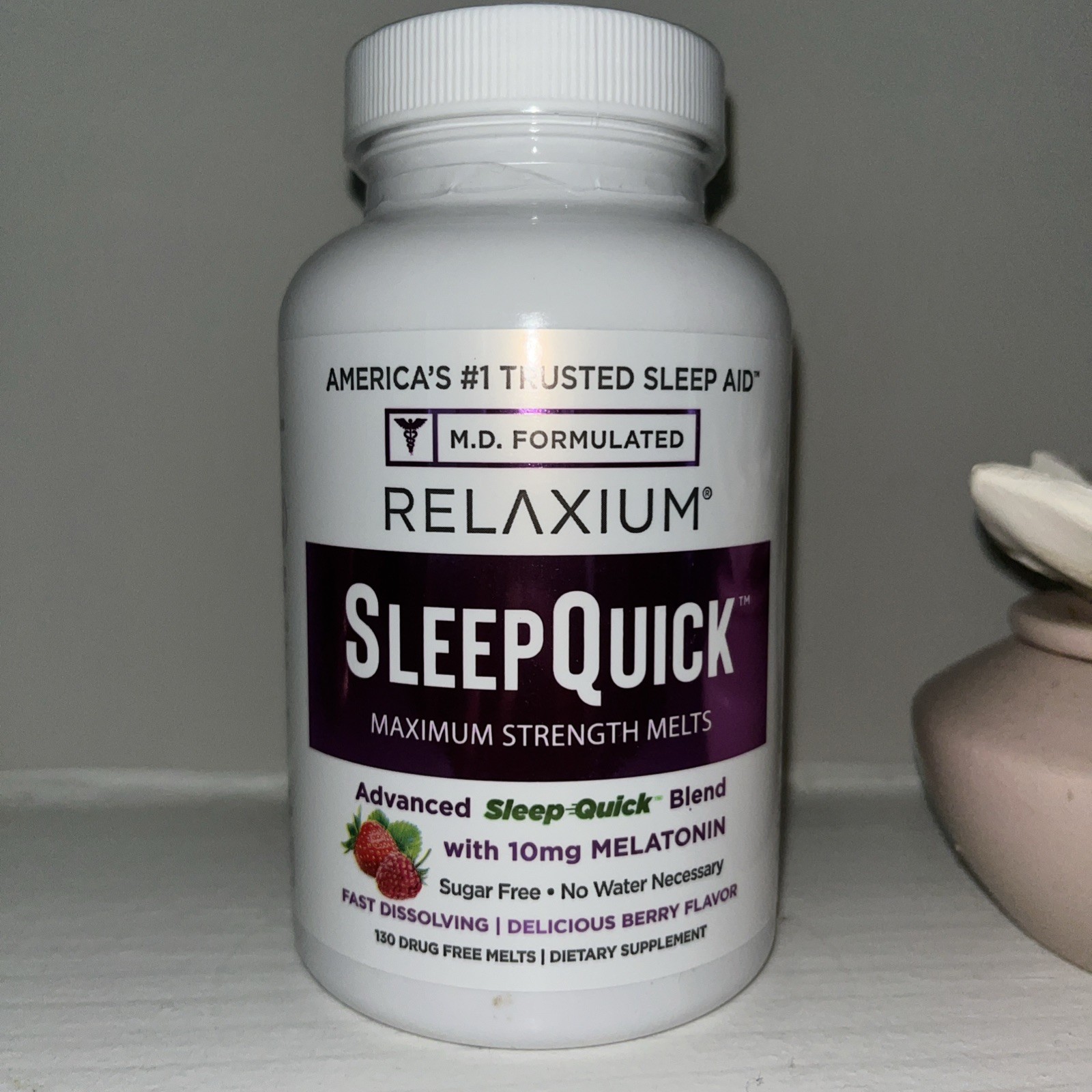 Relaxium Sleep Quick Melts, Sleep Aid with 10 mg Melatonin, Vegan, Berry Flavor