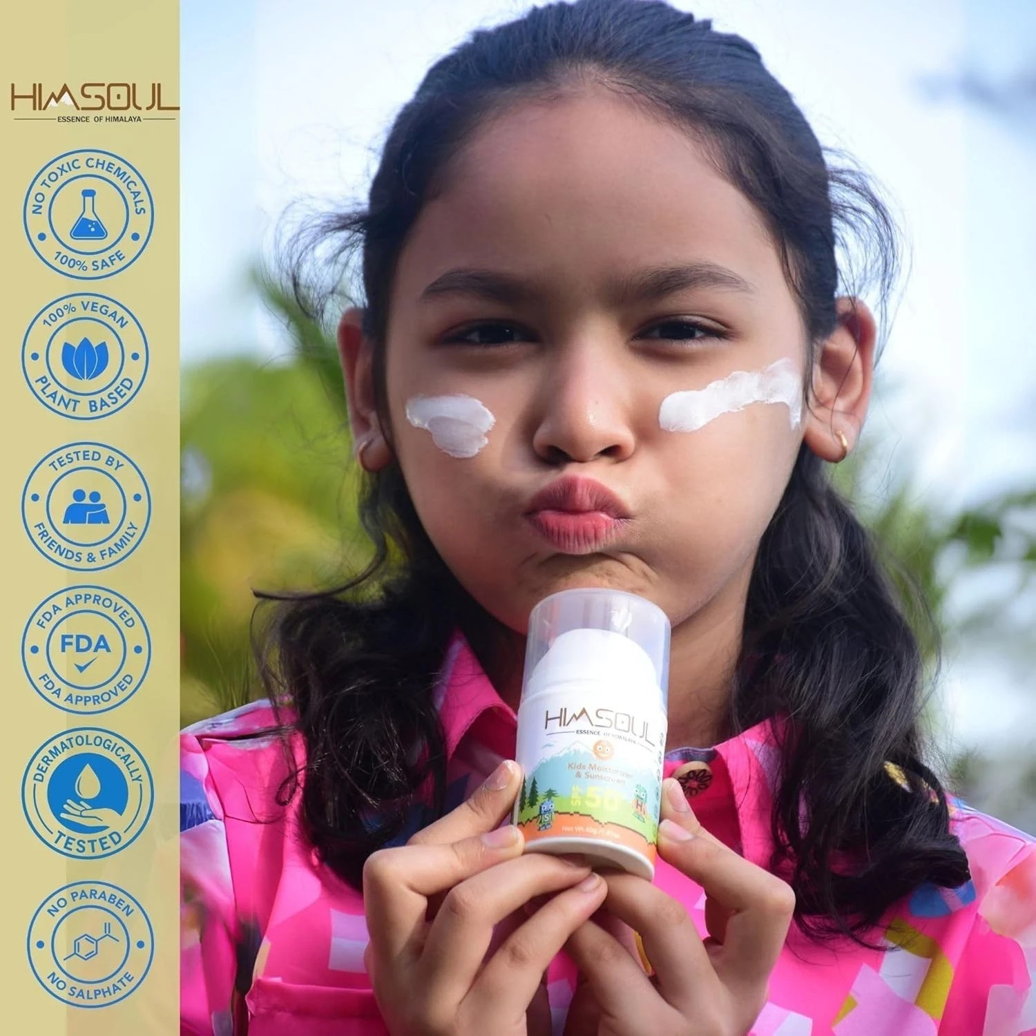Kids Mosturizer +Sunscreen SPF 50++ Ages 4+Gentle, Non-Greasy Mineral-Based 40gm