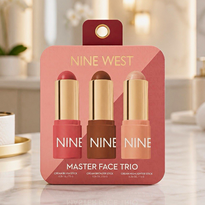 Nine West Master Face Trio 3 Pc Cream Stick Set Blush Bronzer Highlighter New