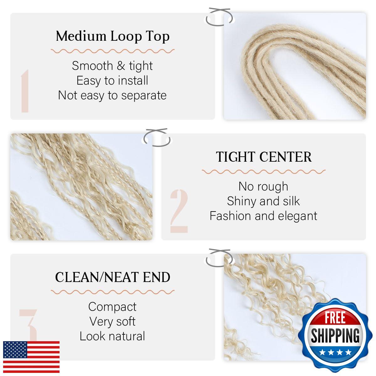 Lounoke 24 In Boho Braid Dreadlock Extensions, 10 Strands 613 Blonde Syntheti