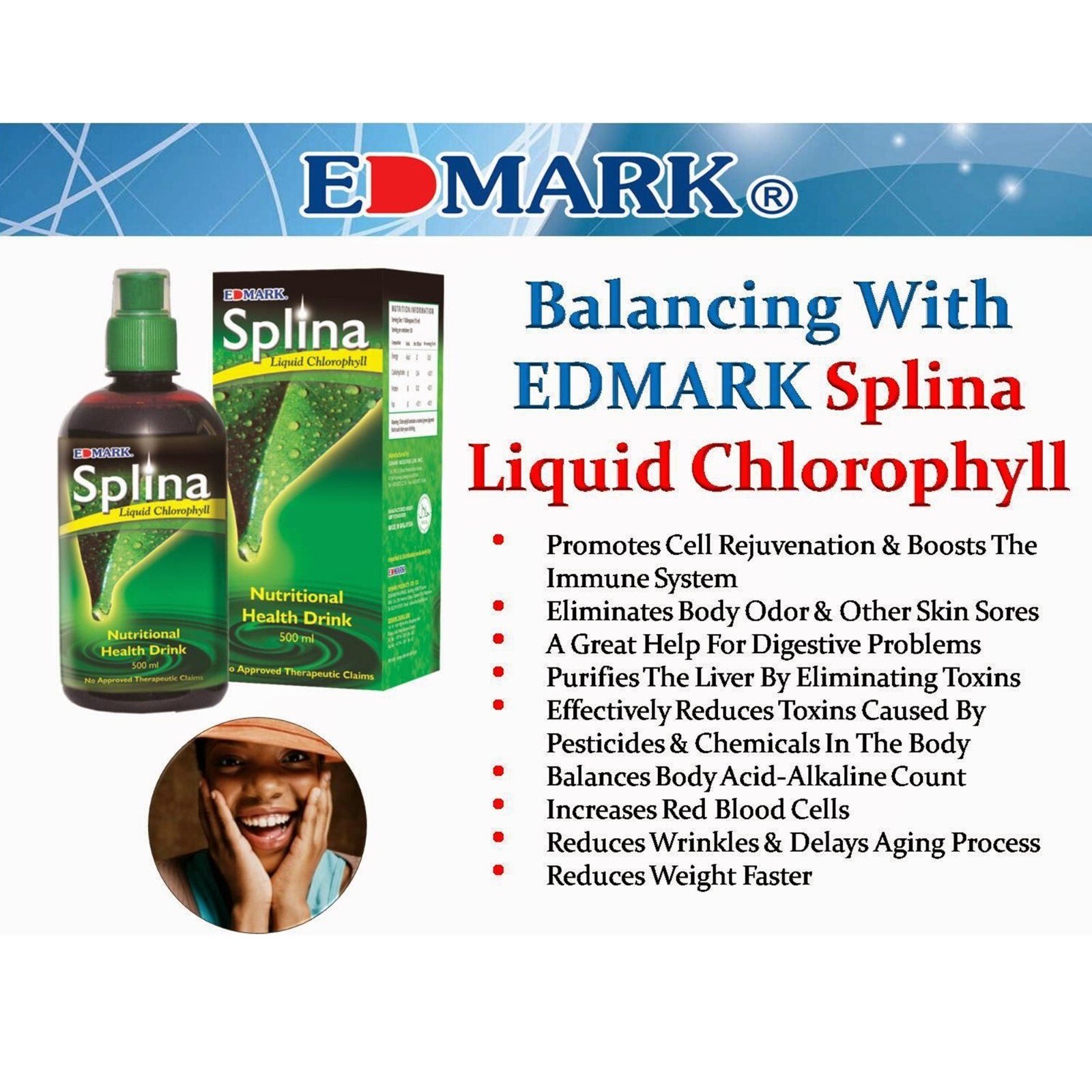 4 Boxes Splina Liquid Chlorophyll by Edmark 500ml Weight Loss Slimming Detox