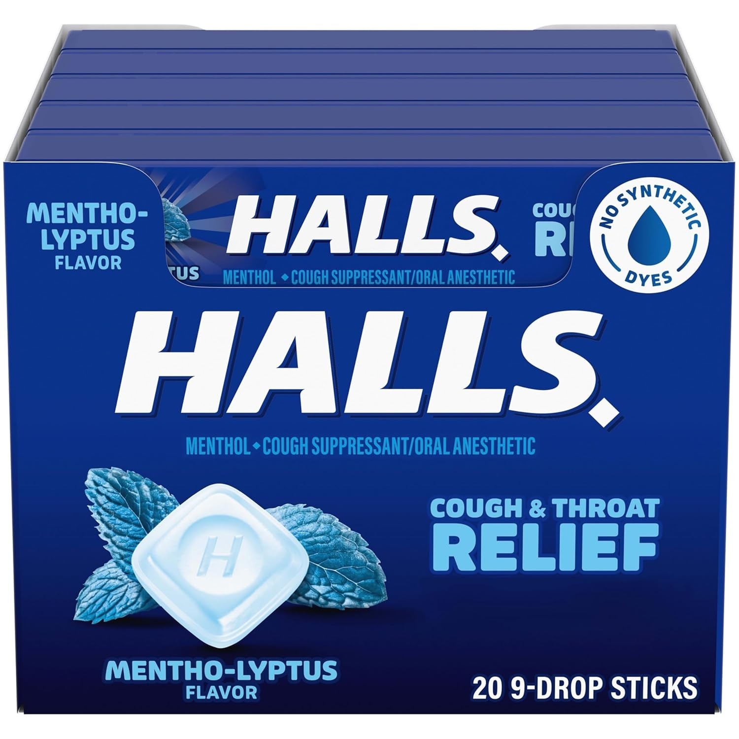 HALLS Cough & Throat Relief Mentho-Lyptus Cough Drops, 180 ct