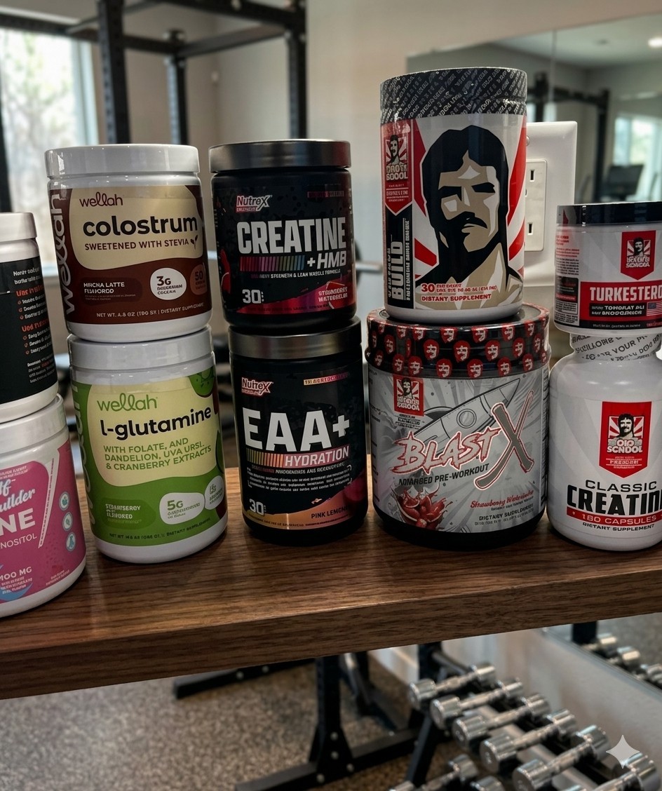 Gym Fitness Supplement Bulk Lot – Creatine, Pre-Workout, EAA Variety Set (Lot)
