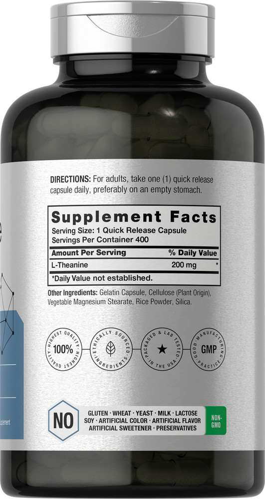 L Theanine 200mg | 400 Capsules | Value Size | Non-GMO | by Horbaach
