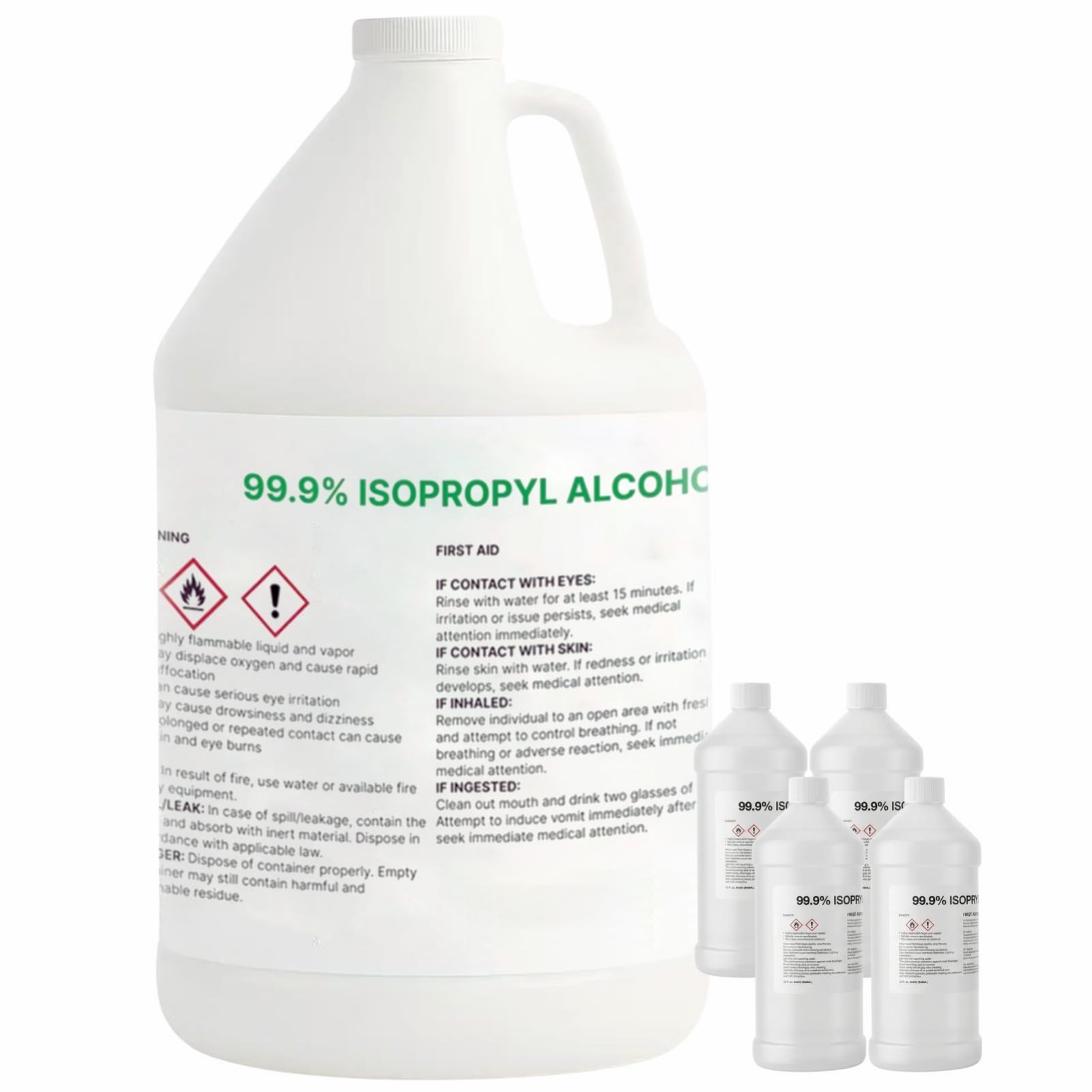 99.9% Pure Isopropyl Alcohol 1 Gallon (4 x 32 fl oz) USP Grade – High Purity IPA