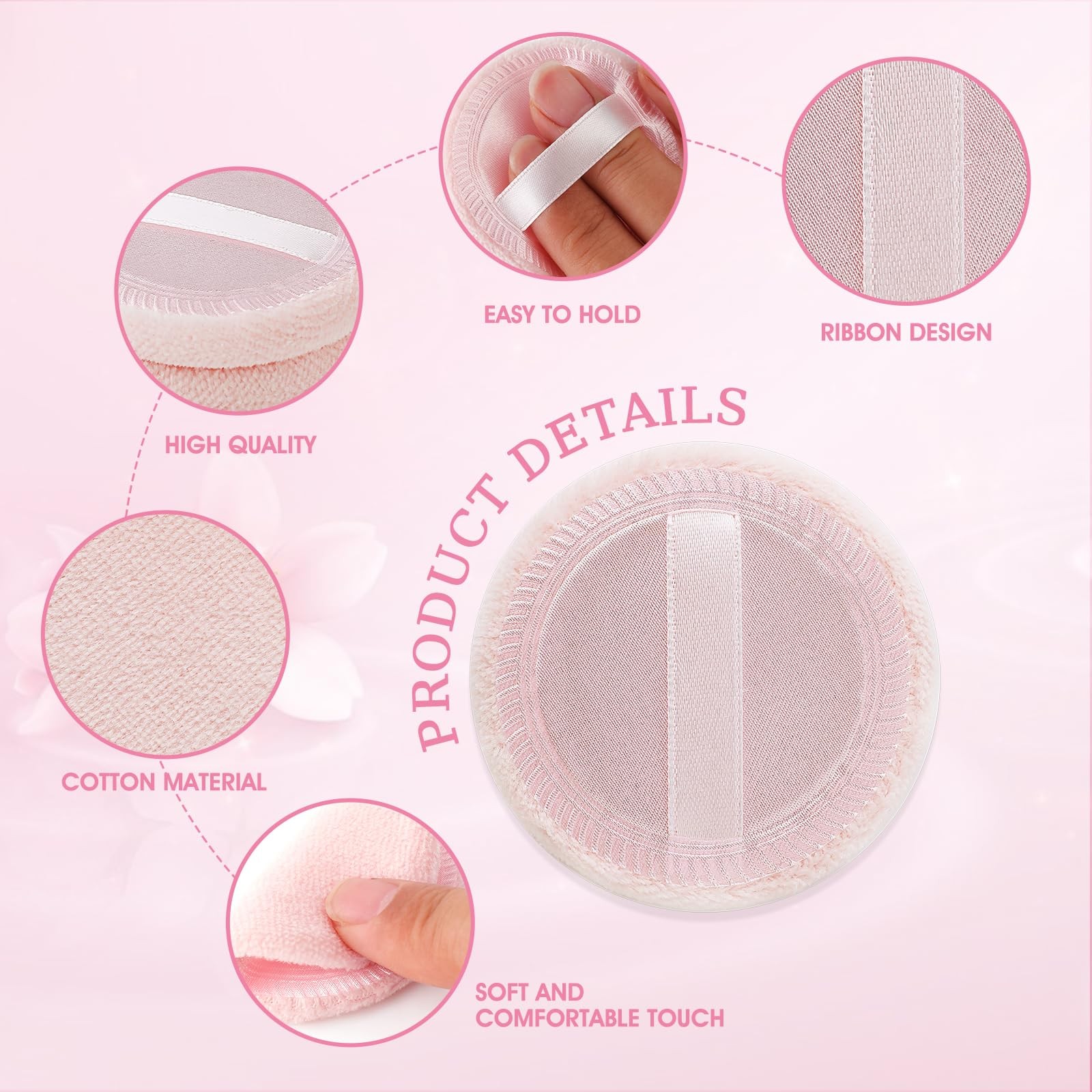 12 Pcs Round Powder Puffs Setting Puff 1 Count (Pack of 12), pink