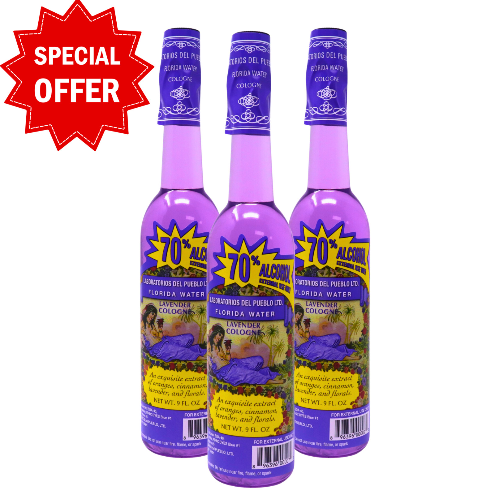 AGUA FLORIDA LAVANDA 9 0Z (PACK 3)