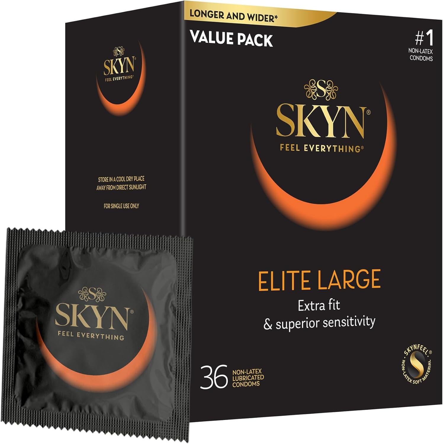 SKYN Elite Large Condoms 36 Count Longer Wider Ultra-Thin Non-Latex
