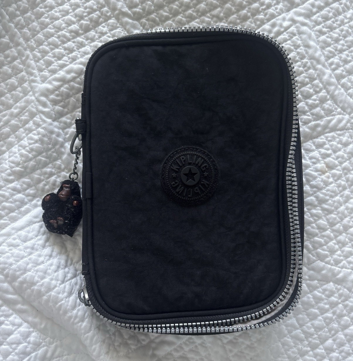 Kipling Black Cosmetic Bag Zip-Around Makeup Case Organizer with Zipper Closure