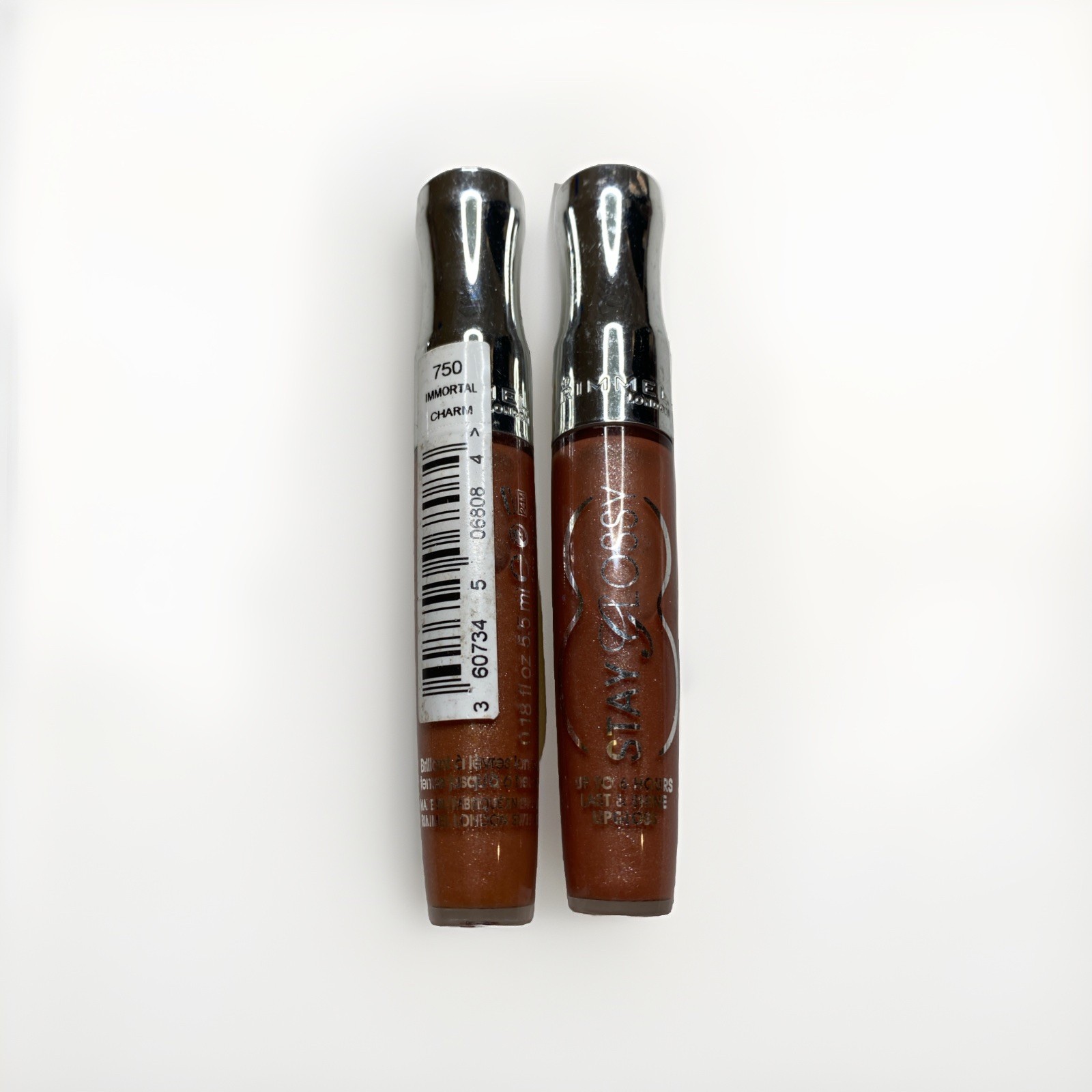 2 x RIMMEL LONDON Stay Glossy 6 Hours Shine Lip Gloss #750-Immortal Charm