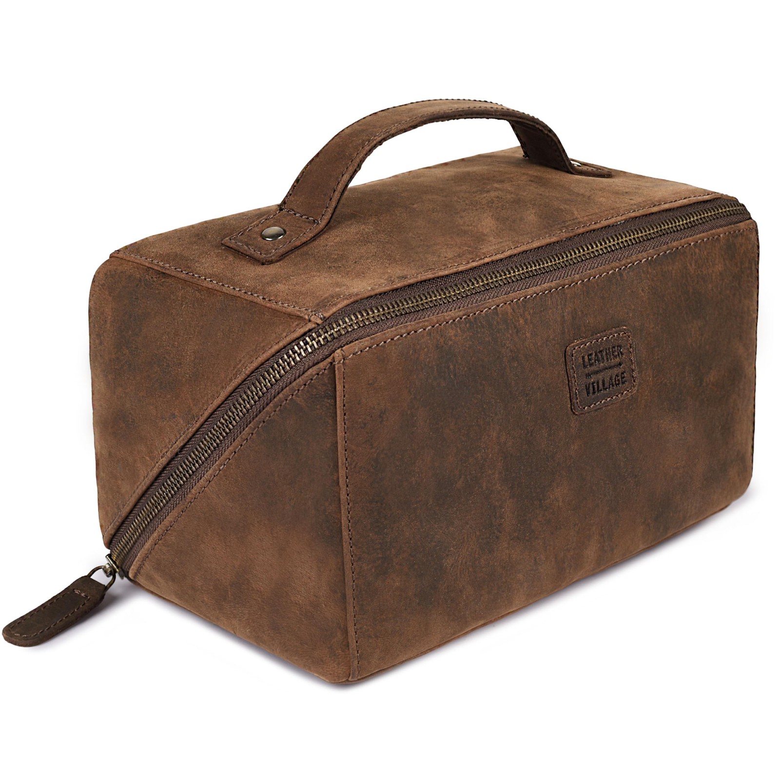 Genuine Leather Travel Dopp Kit for Men & – Open Flat Large Capacity Cosmetic…