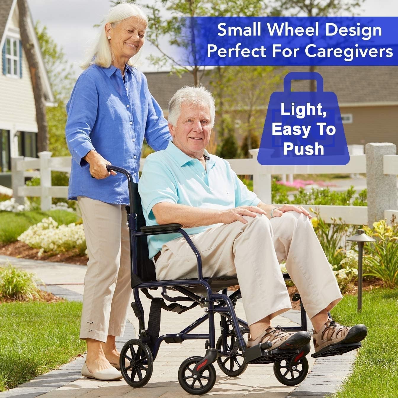 Lightweight 25 lbs Transport Wheelchair with Removable Footrests for Easy Use