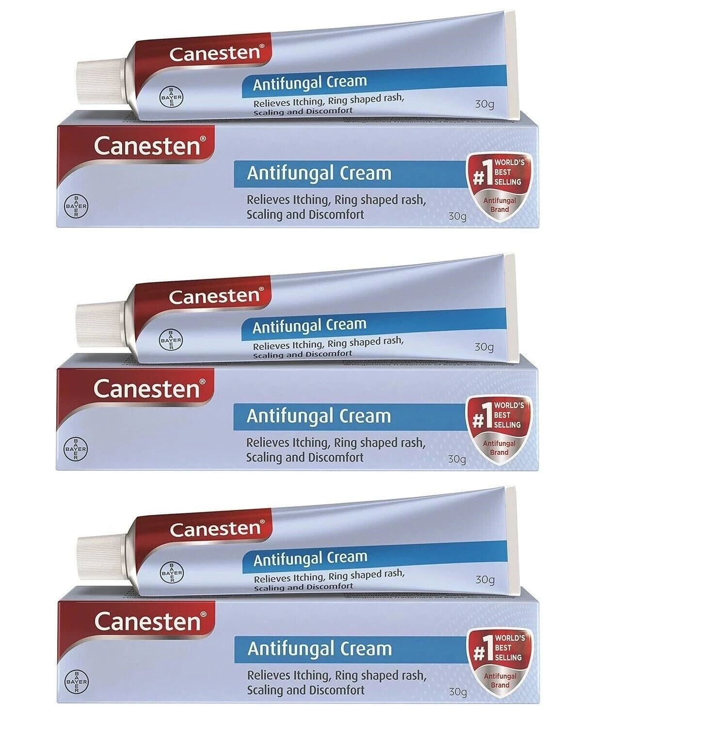 Canesten Anti-Fungal Cream | Relieves Itching, Ring Shaped Rash, Scaling 30g X 3