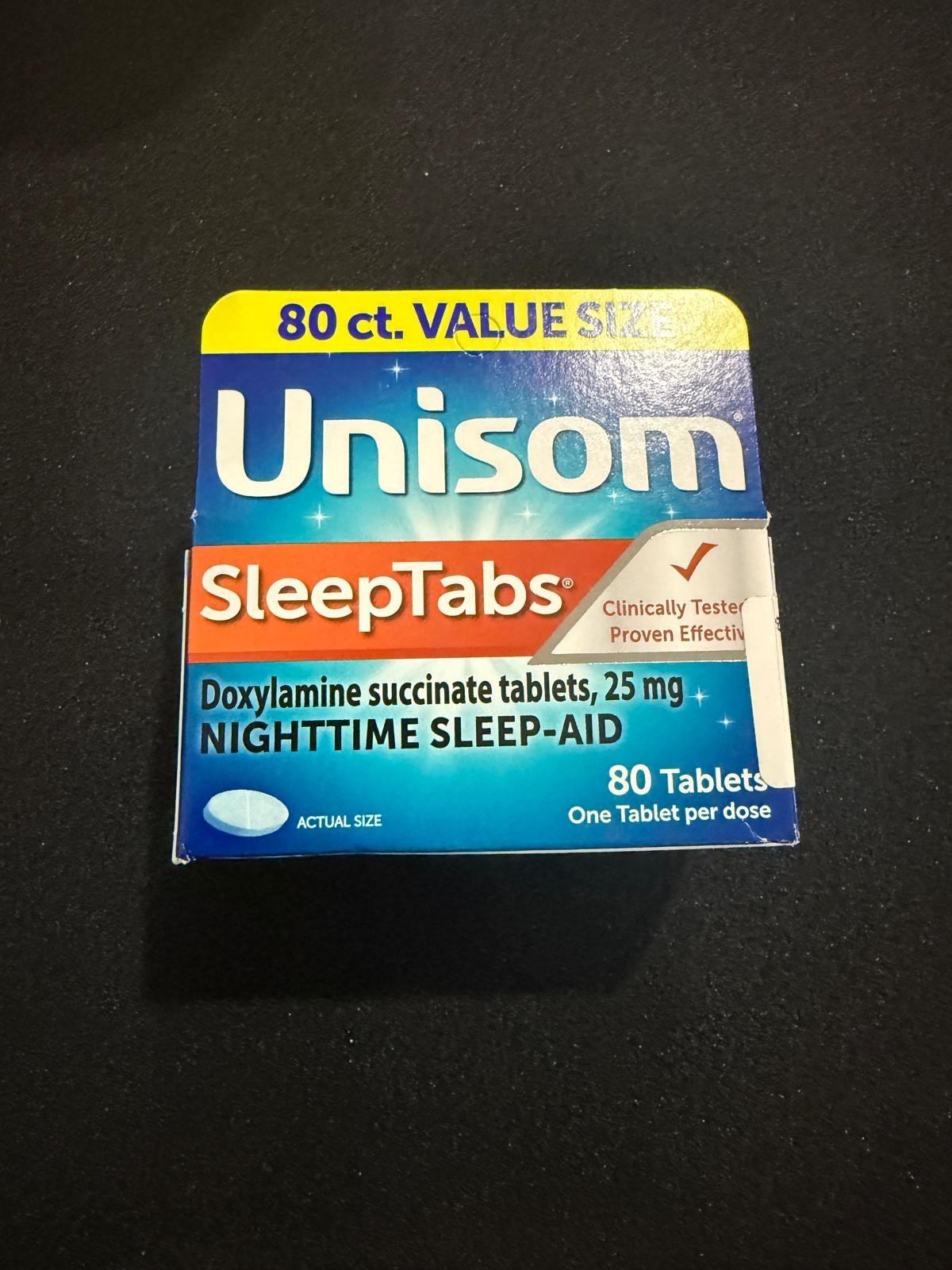 NEW Unisom SleepTabs, Nighttime Sleep-aid, Doxylamine Succinate, 80 CT EXP 12/26