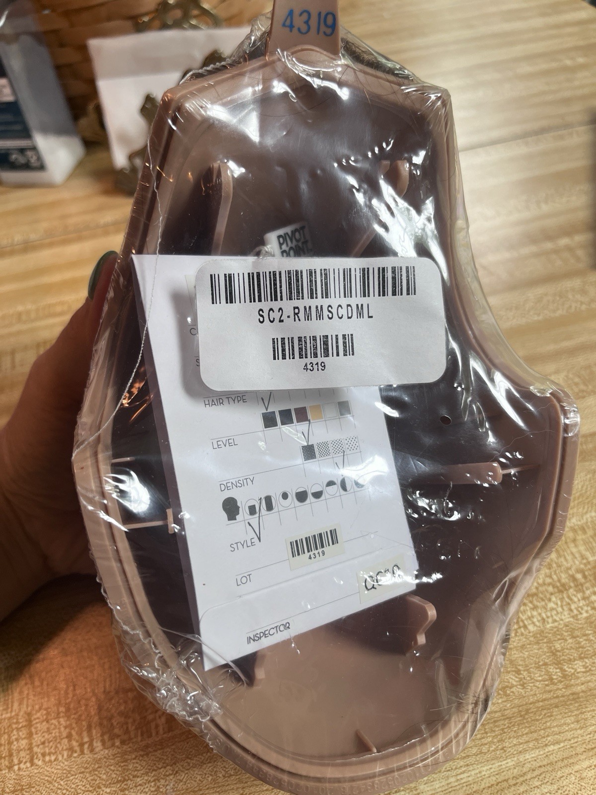 Pivot Point Rectangle Solid Cap Hair Mannequin, Human Hair, Brown SC2-RMMSCDML