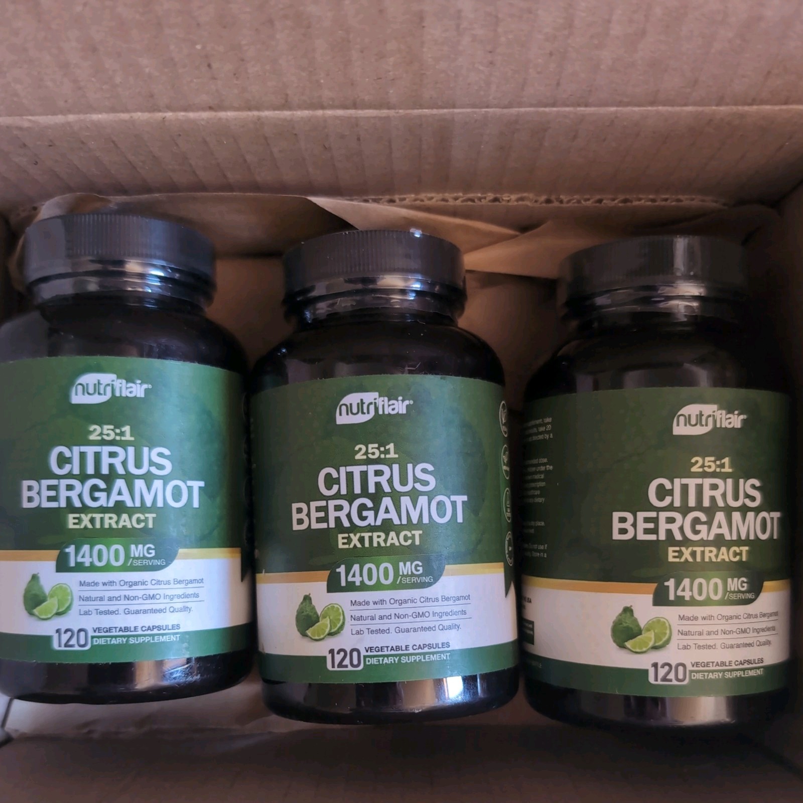 Nutriflair Citrus Bergamot, 3 bottles, 1400Mg 120 Caps