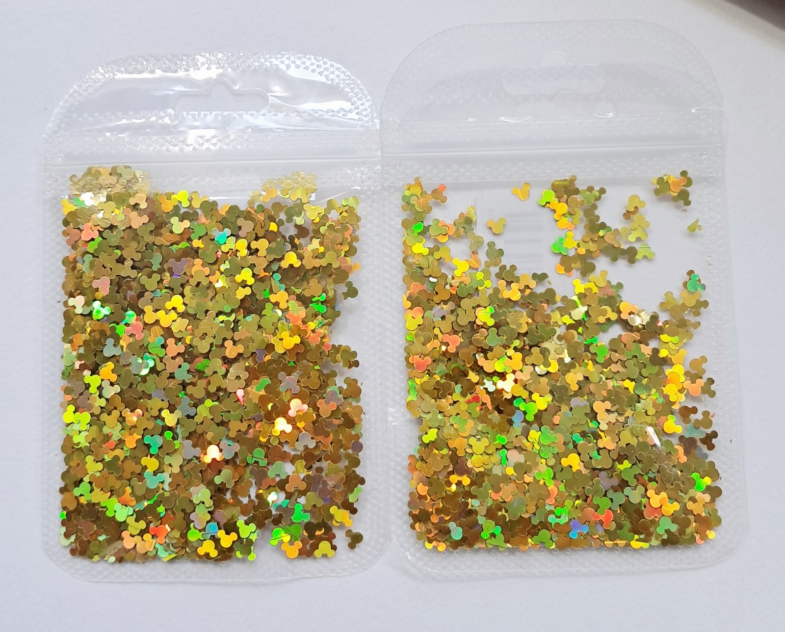 Holographic Yellow Gold Mickey Mouse Glitter in bags- Gel Nail Art & Acrylic