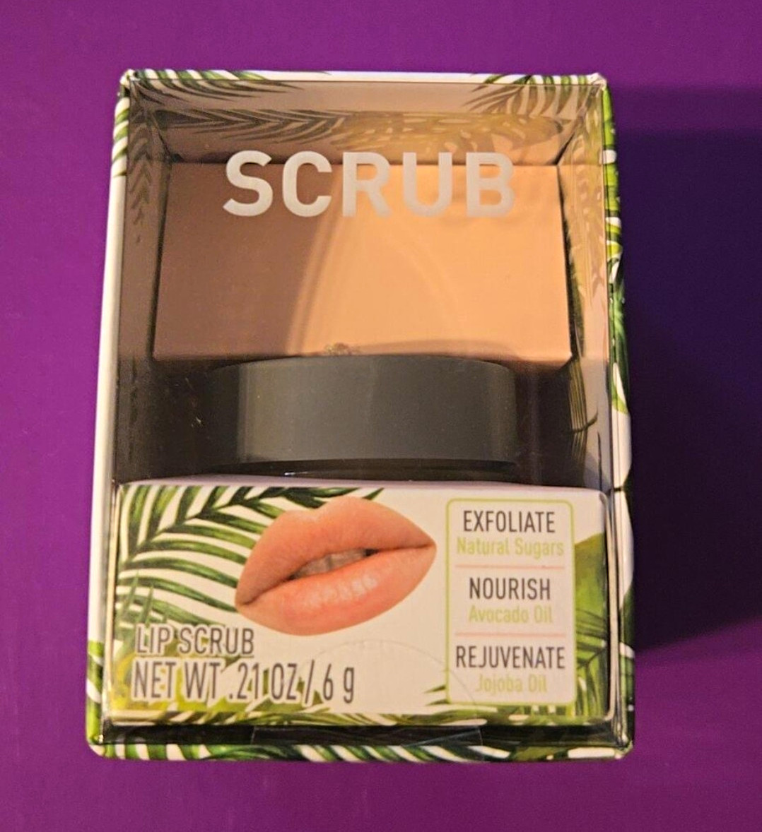 Lip Scrub Exfoliating for Lips, Pink, Avocado & Jojoba Oil, 0.21 oz/6 g
