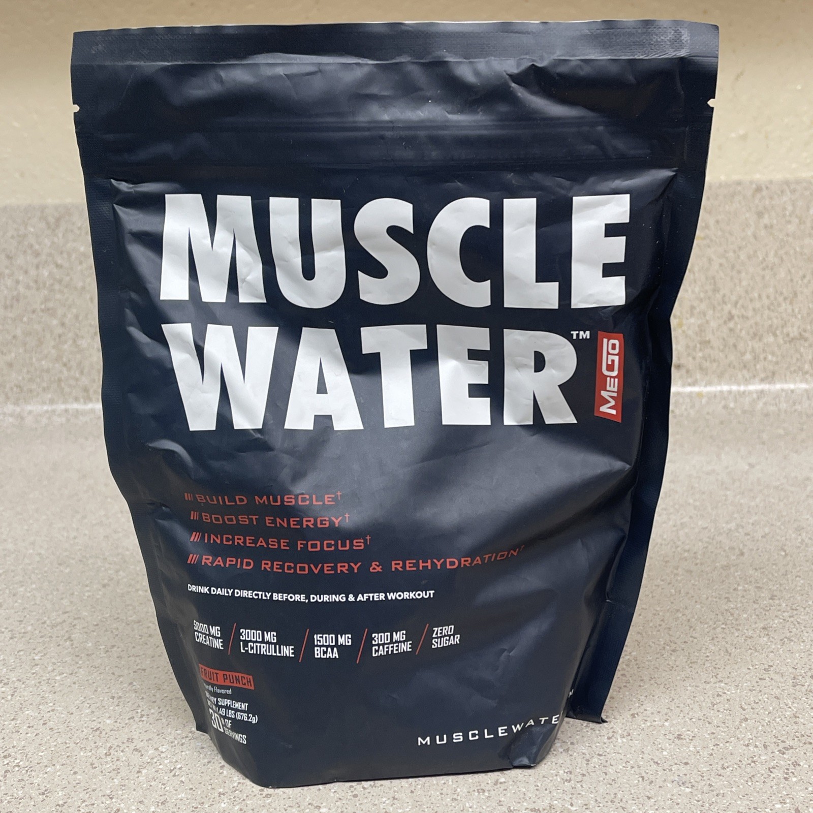 MUSCLE WATER Fruit Punch (30-Day Supply) NEW Expires 8/2026