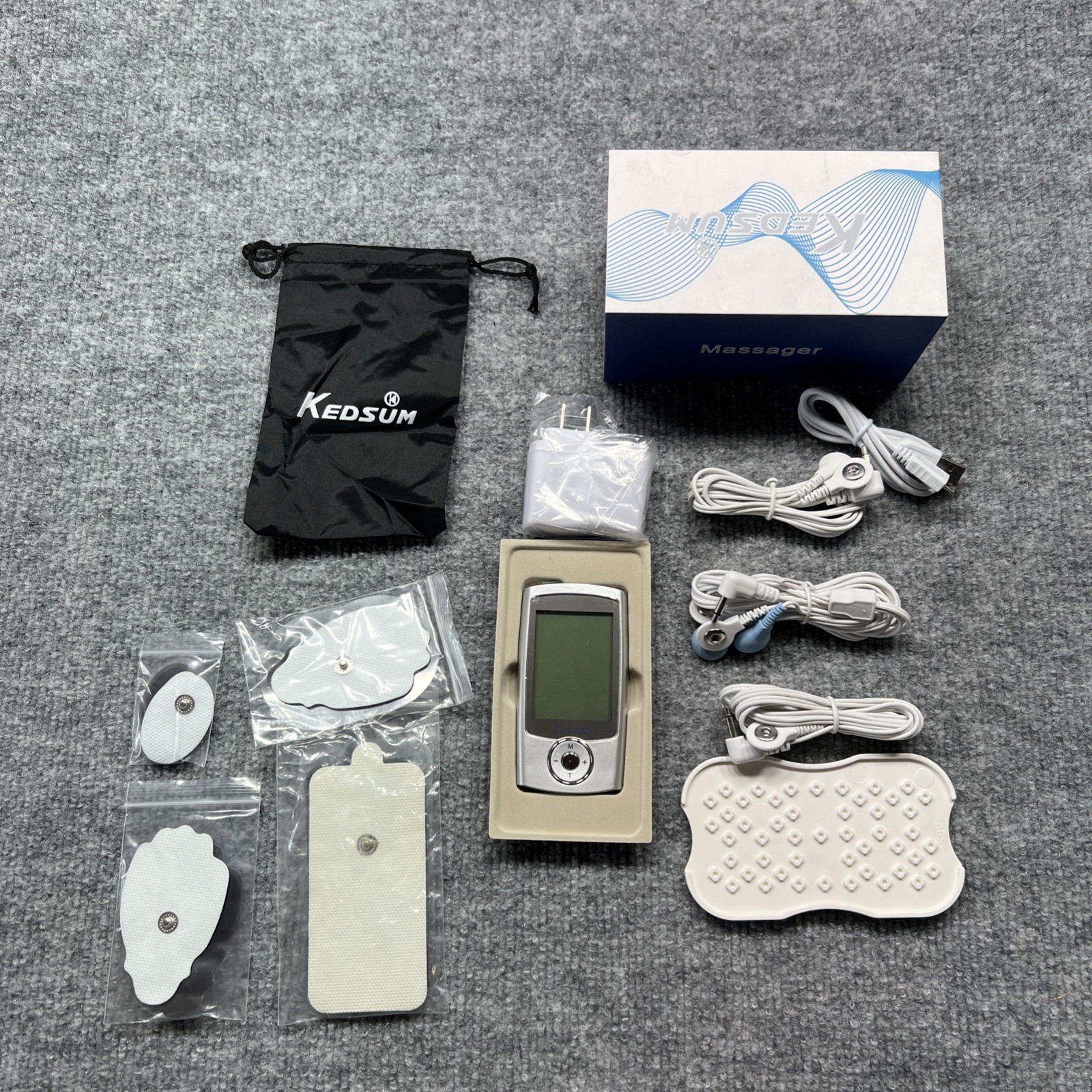 Tens Unit Muscle Stimulator 16 Modes Dual Channel Massager with 8 Pads + Bag