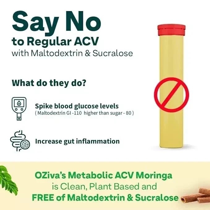 OZiva ACV Moringa Apple Cider Vinegar Tablets Lemon Masala 15tab (Pack of 4)