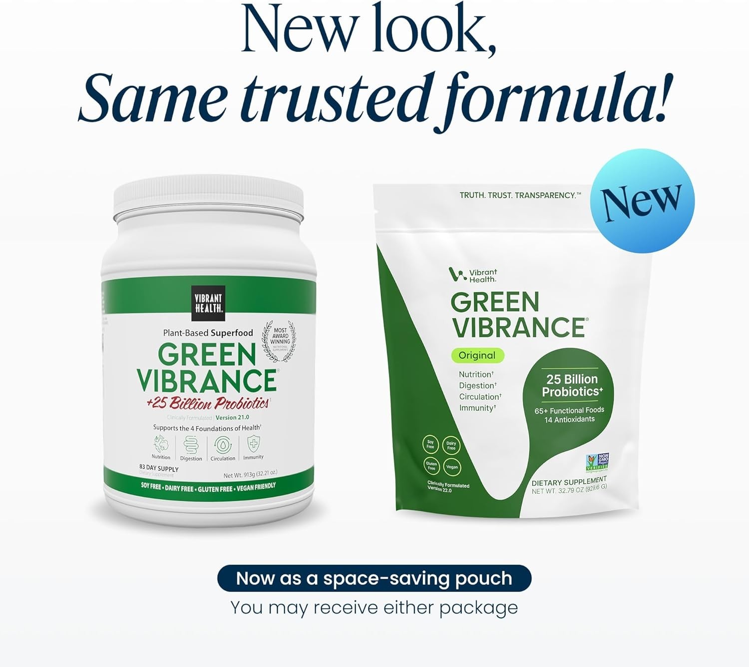 Vibrant Health Green Vibrance 65 Superfoods 25B Probiotics 83 Servings Powder