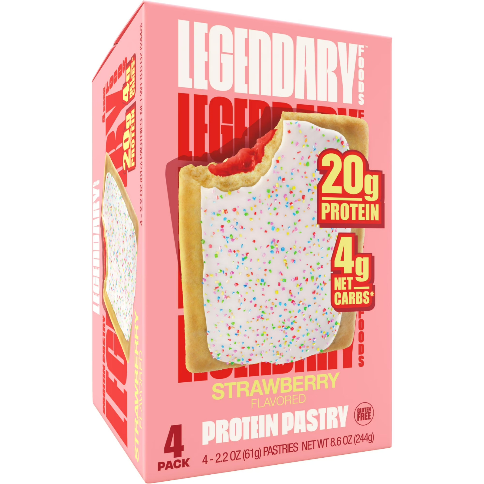 Legendary Foods Protein Pastry Strawberry 4 Pack Keto Gluten Free Low Carb Snack