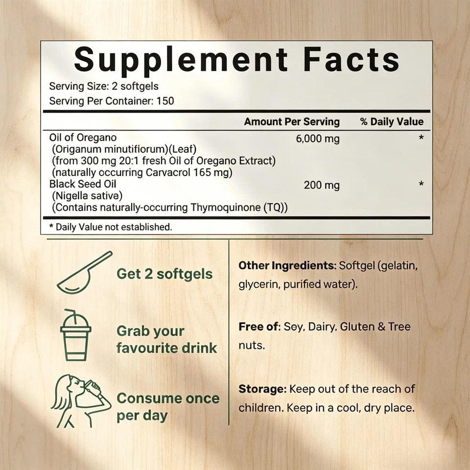 NEW-MicroIngredients Oil of Oregano with Black Seed Oil for Immune Support