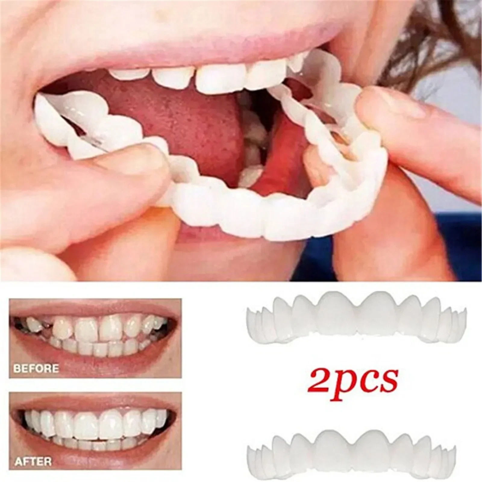 Snap On Smile Veneers Teeth Cover Silicone Fake Tooth Whitening Upper Dental Cov
