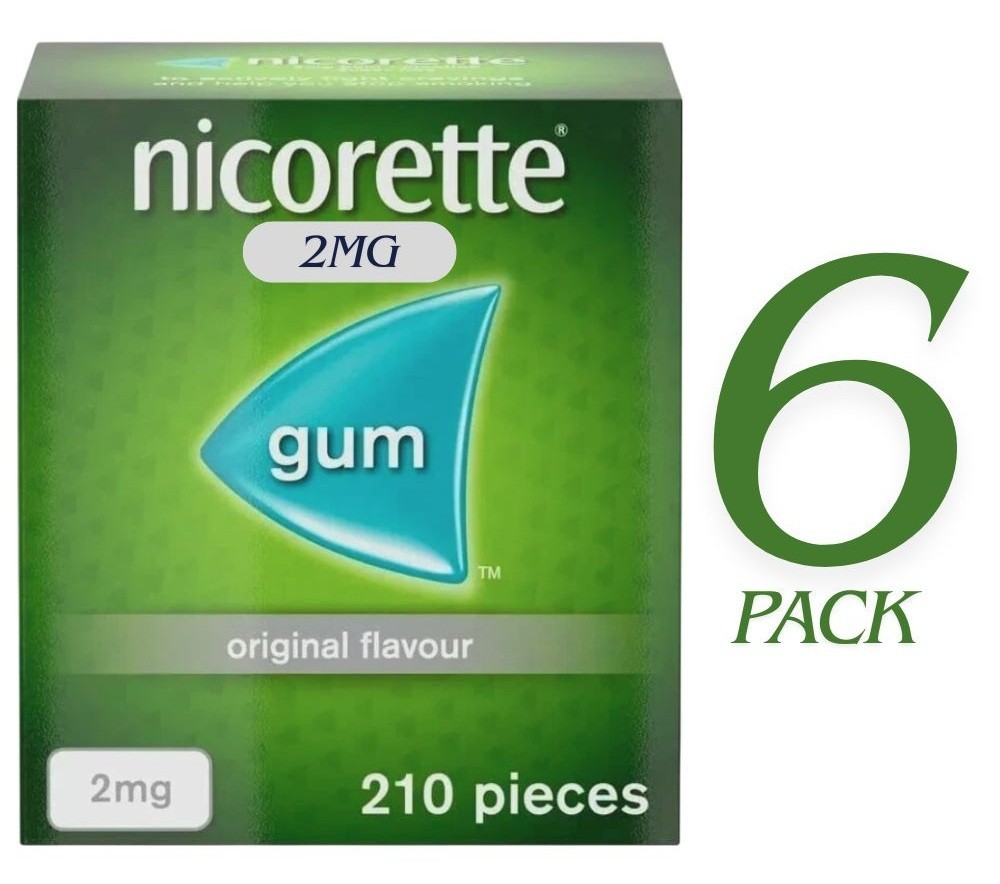 6 X Nicorette ORIGINAL Flavour Gum 2MG 210 Pieces “USA SELLER–SHIP FAST “
