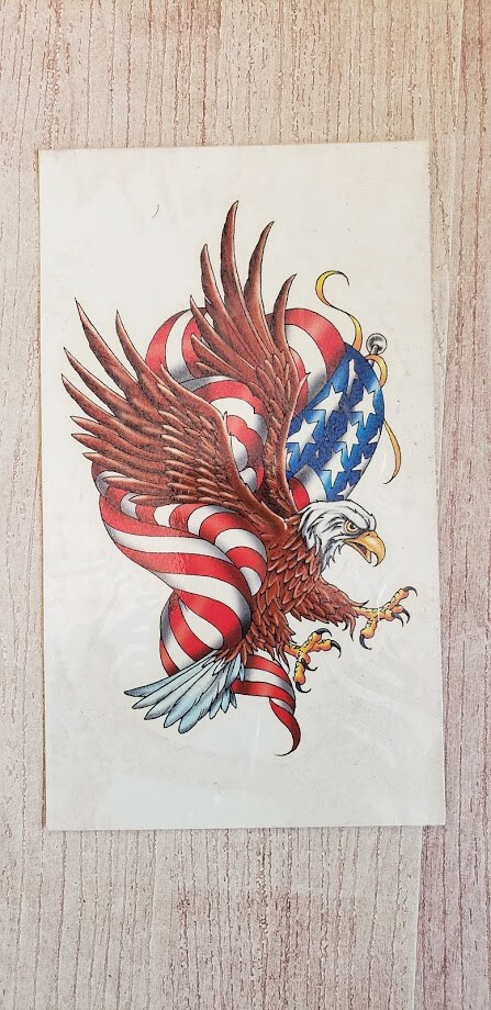 Vintage Cherry Creek Flash Rub On Tattoo – American Flag Eagle Patriotic
