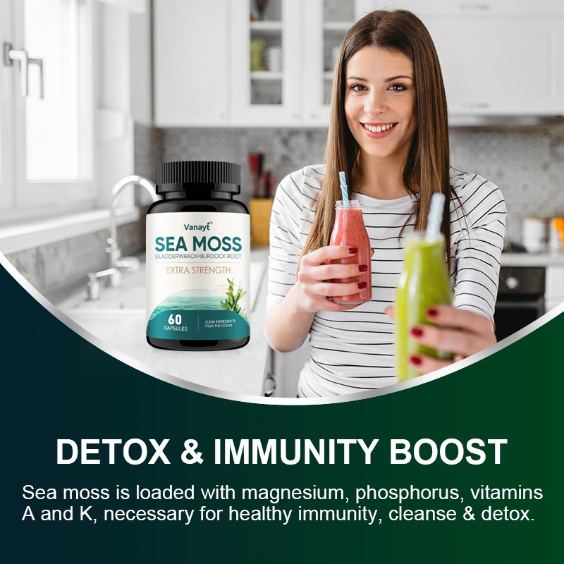 Sea Moss Capsules Irish Moss Bladderwrack Burdock Root Thyroid Immune Support