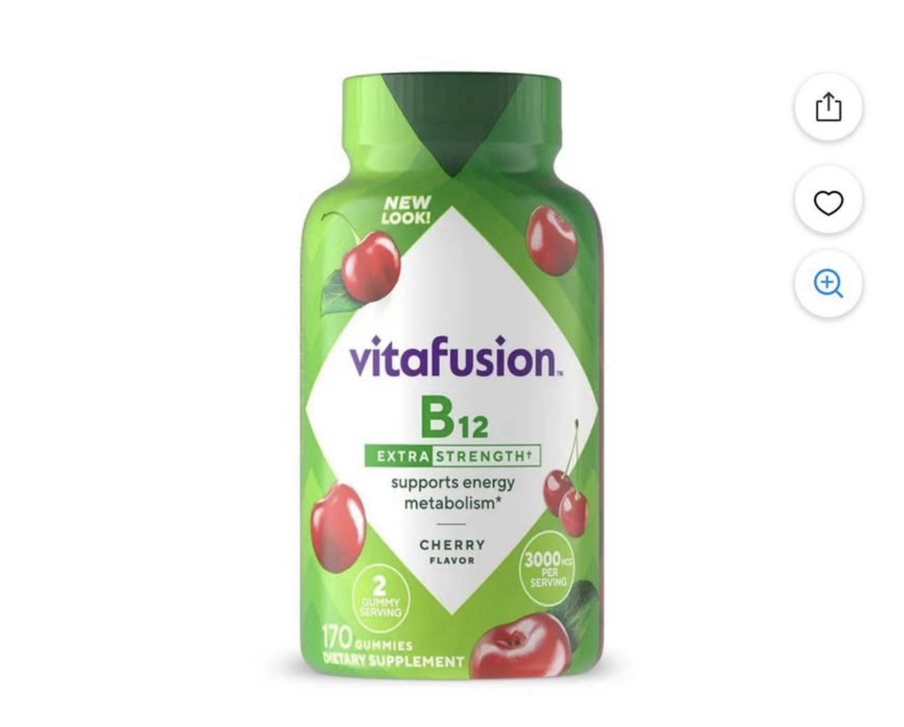 vitafusion Vitamin B12 Extra Strength 3000 mcg Cherry Gummies 170 Count 2 Pack