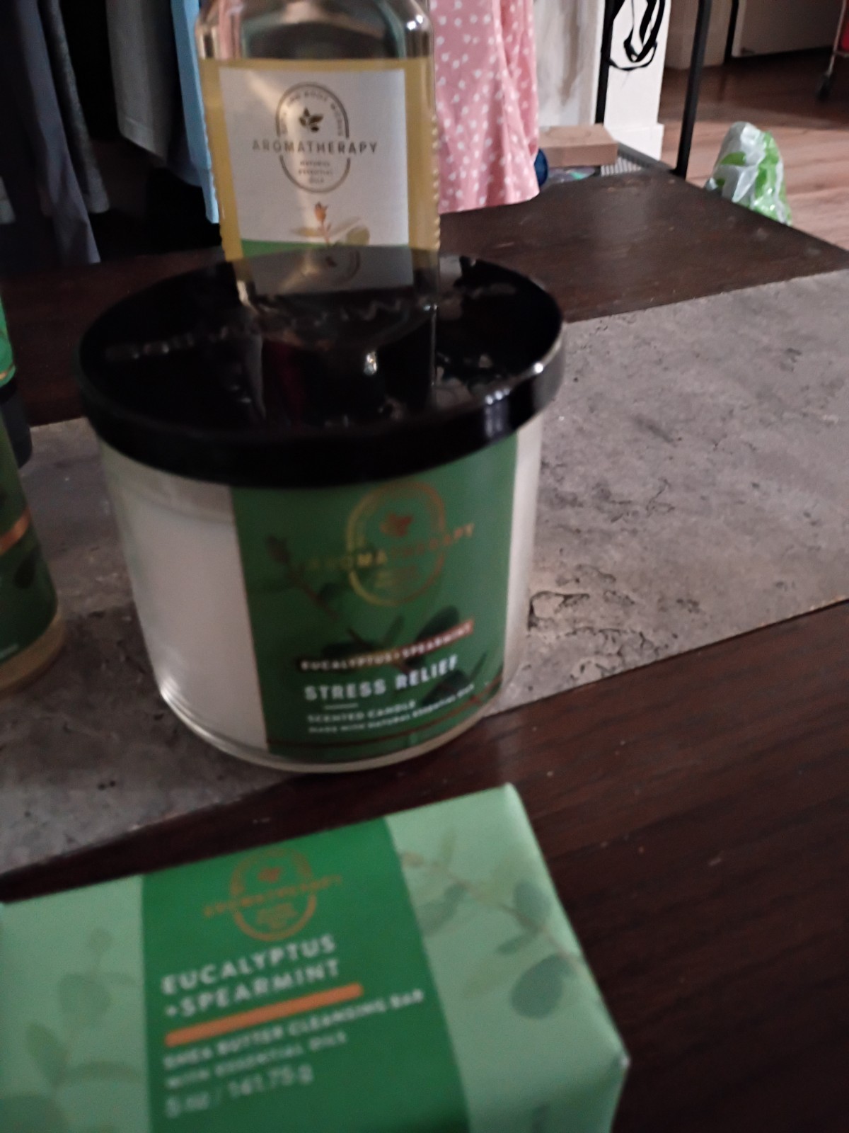 Bath & Body Works Aromatherapy Eucalyptus Spearmint Toiletries Set w/ Candle
