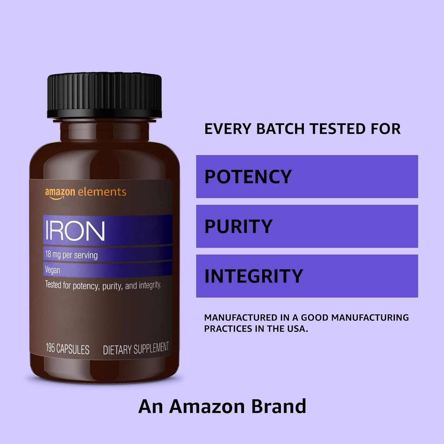 Iron Supplement 18mg Capsules – 195 Count, Gluten-Free Energy Support