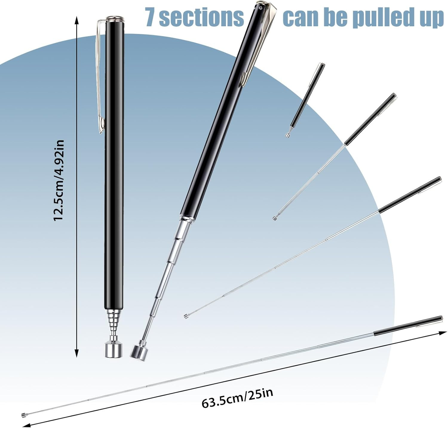 8 Pieces Telescoping Magnetic Pick up Tool Grabbers Reacher Tools with Pocket Cl