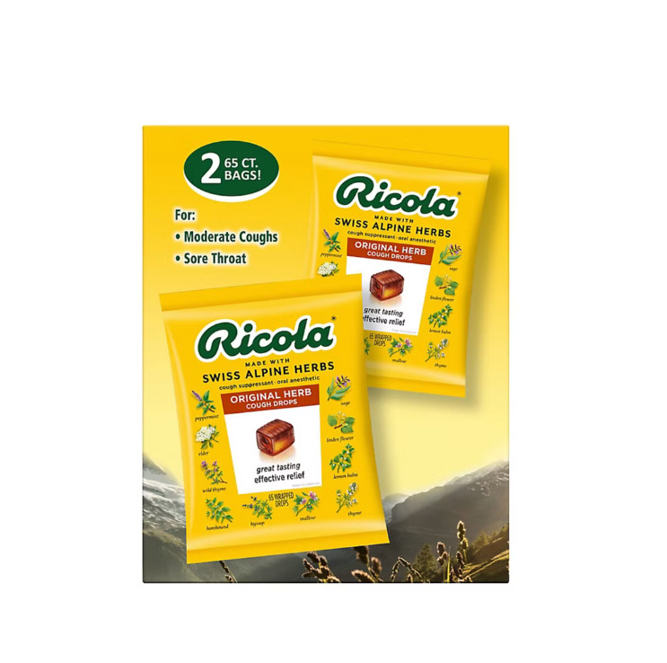 Ricola Original Natural Herb Cough Drops, 2 Bags, 65 ct. Each, 130 ct. Total