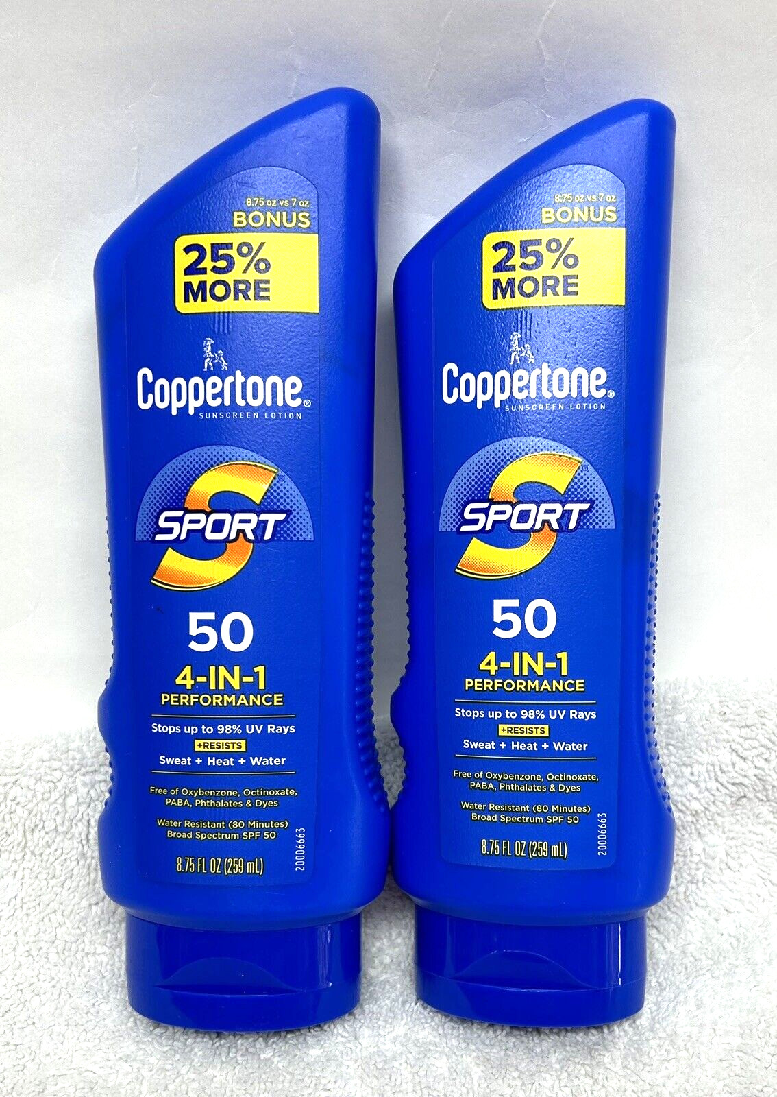 Lot of 2 Coppertone Sport 4-In-1 SPF 50 Sunscreen 8.75fl.oz. (C8)